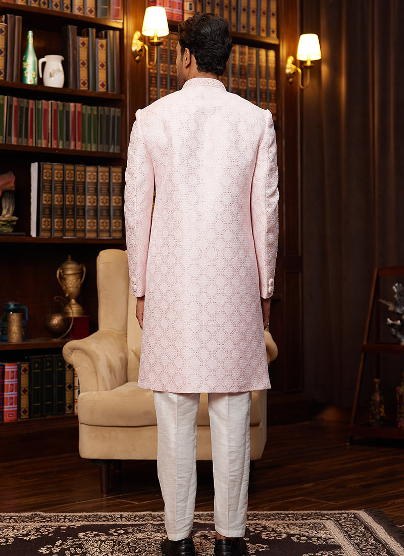 Wedding Sherwani for Men | Classic Jacquard Silk with Hand Work