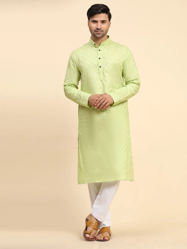 Light Green Pure Cotton Kurta Pajama for Men | Traditional Elegance