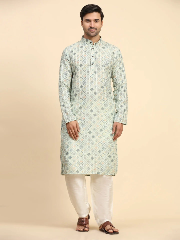 Light Green Kurta Set for Men | Perfect for Mehandi & Haldi Ceremonies