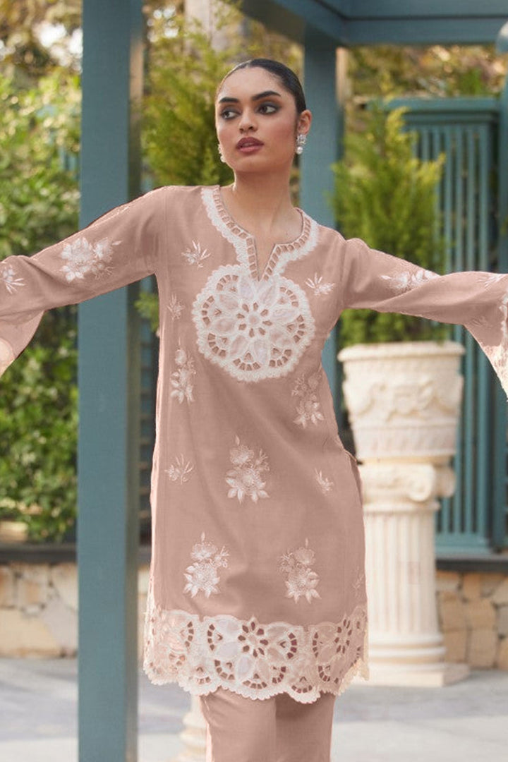 Style Light Brown salwar kameez | Imported Korean Fabric Beautiful Top and Pant