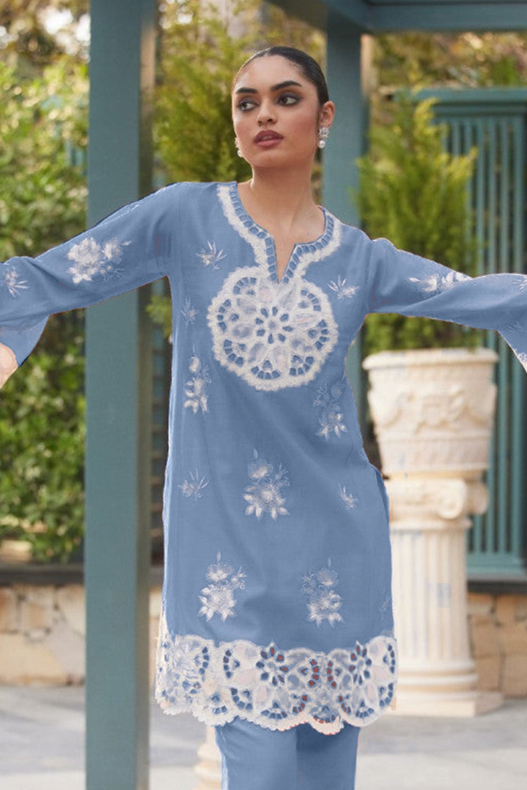Style Light Blue salwar kameez | Imported Korean Fabric Beautiful Top and Pant