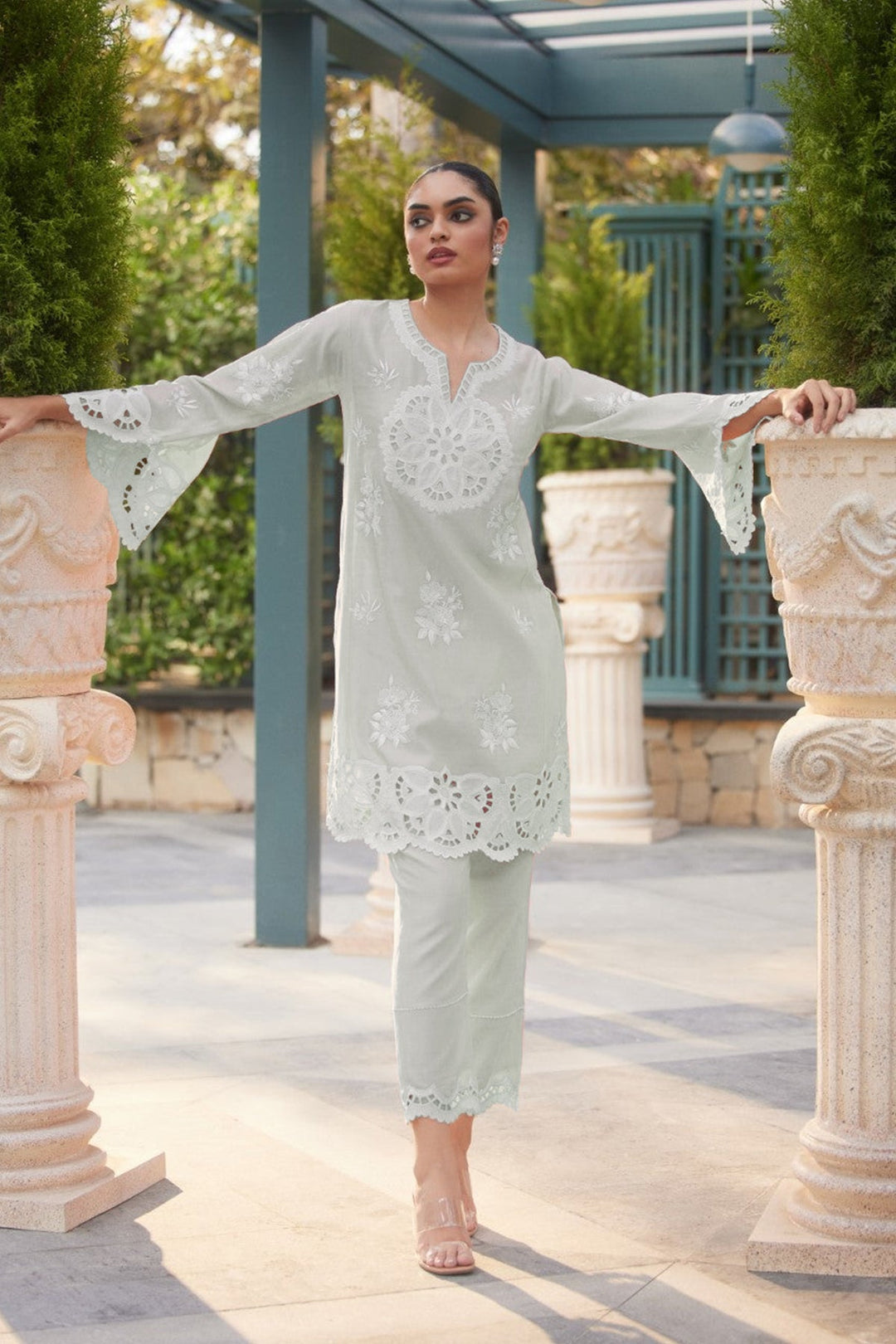 Style White salwar kameez | Imported Korean Fabric Beautiful Top and Pant