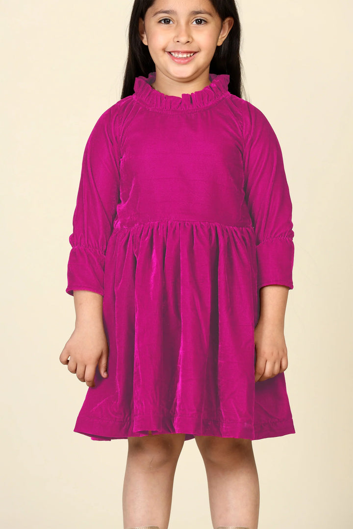 Fuchsia Samaira Velvet Dresses for Mom & Daughter