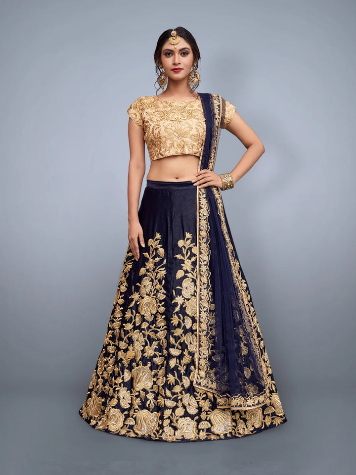 Elegant Black Velvet Silk Lehenga  Art Silk Blouse | Soft Net Dupatta Embroidered Work