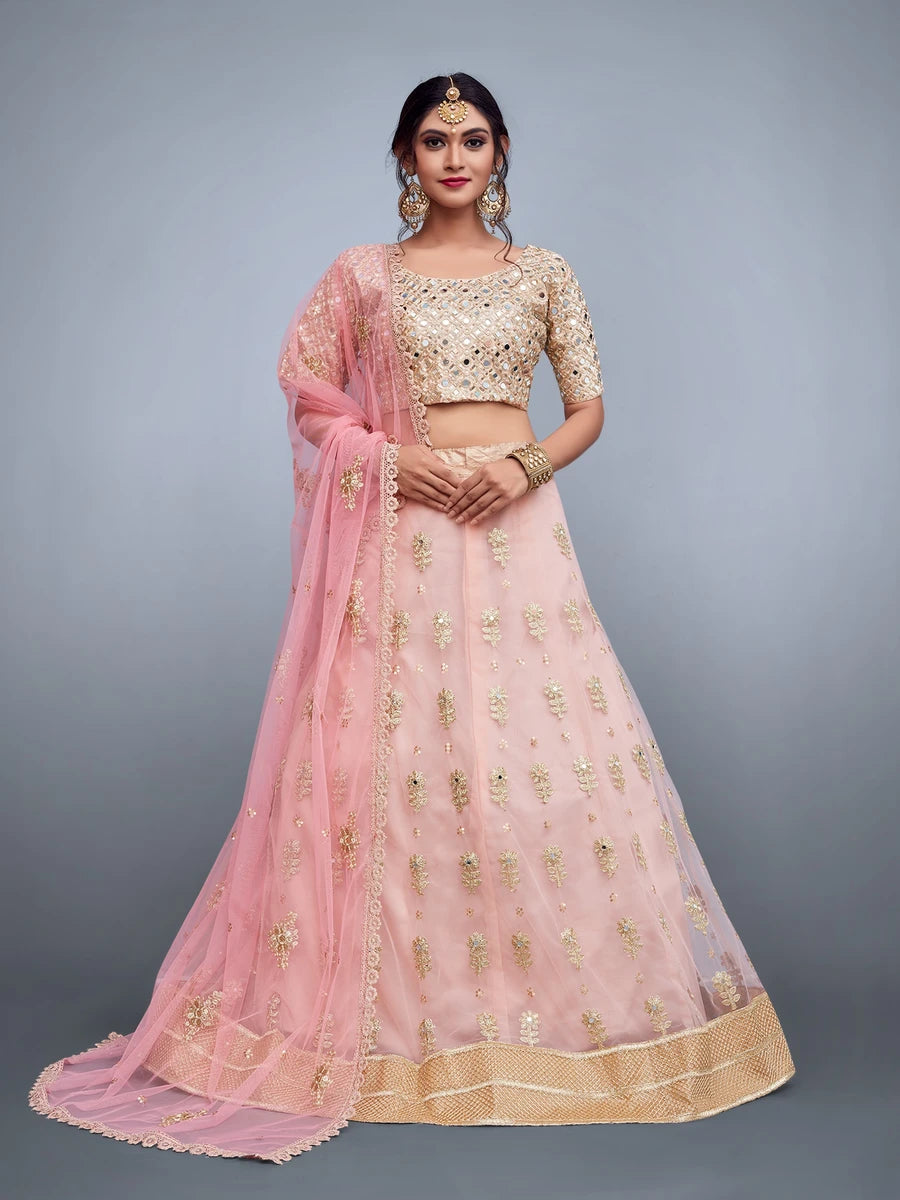 Stylish Designer Soft Net Lehenga Art Silk Blouse | Ethnic Wear Embroidered Look