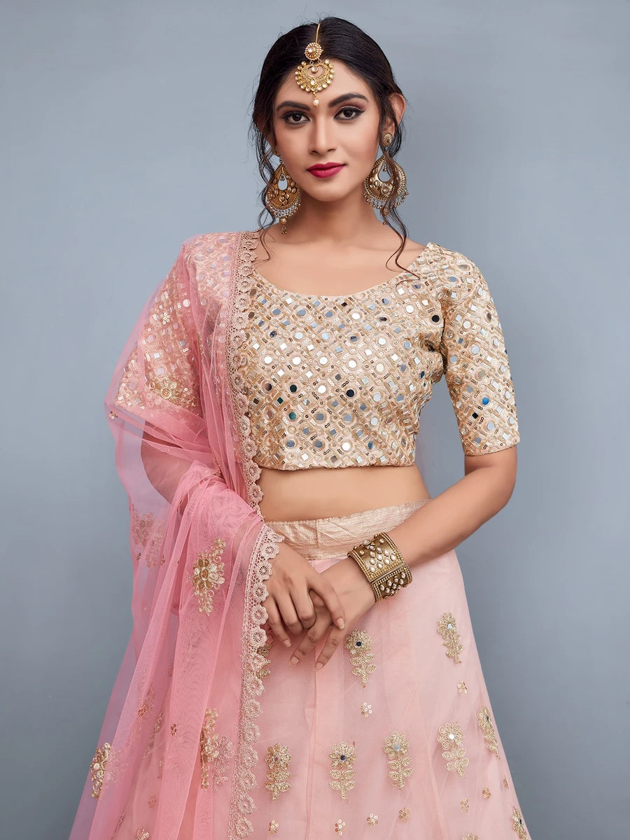 Stylish Designer Soft Net Lehenga Art Silk Blouse | Ethnic Wear Embroidered Look