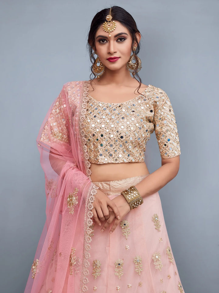 Stylish Designer Soft Net Lehenga Art Silk Blouse | Ethnic Wear Embroidered Look
