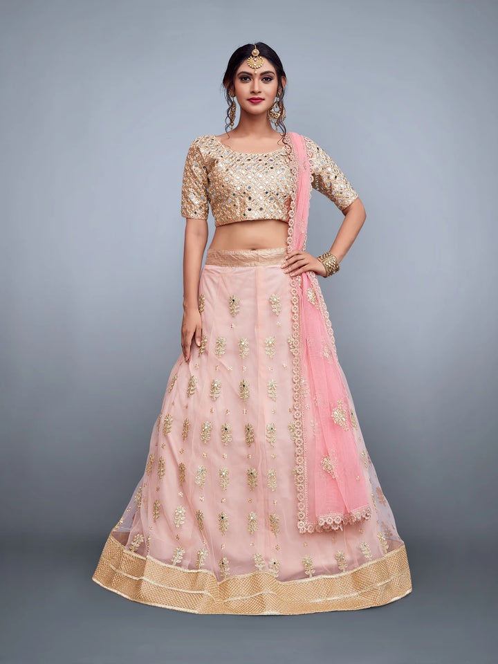 Stylish Designer Soft Net Lehenga Art Silk Blouse | Ethnic Wear Embroidered Look