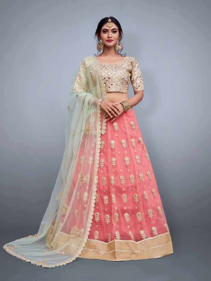 Stylish Designer Soft Net Lehenga Art Silk Blouse | Ethnic Wear Embroidered Look