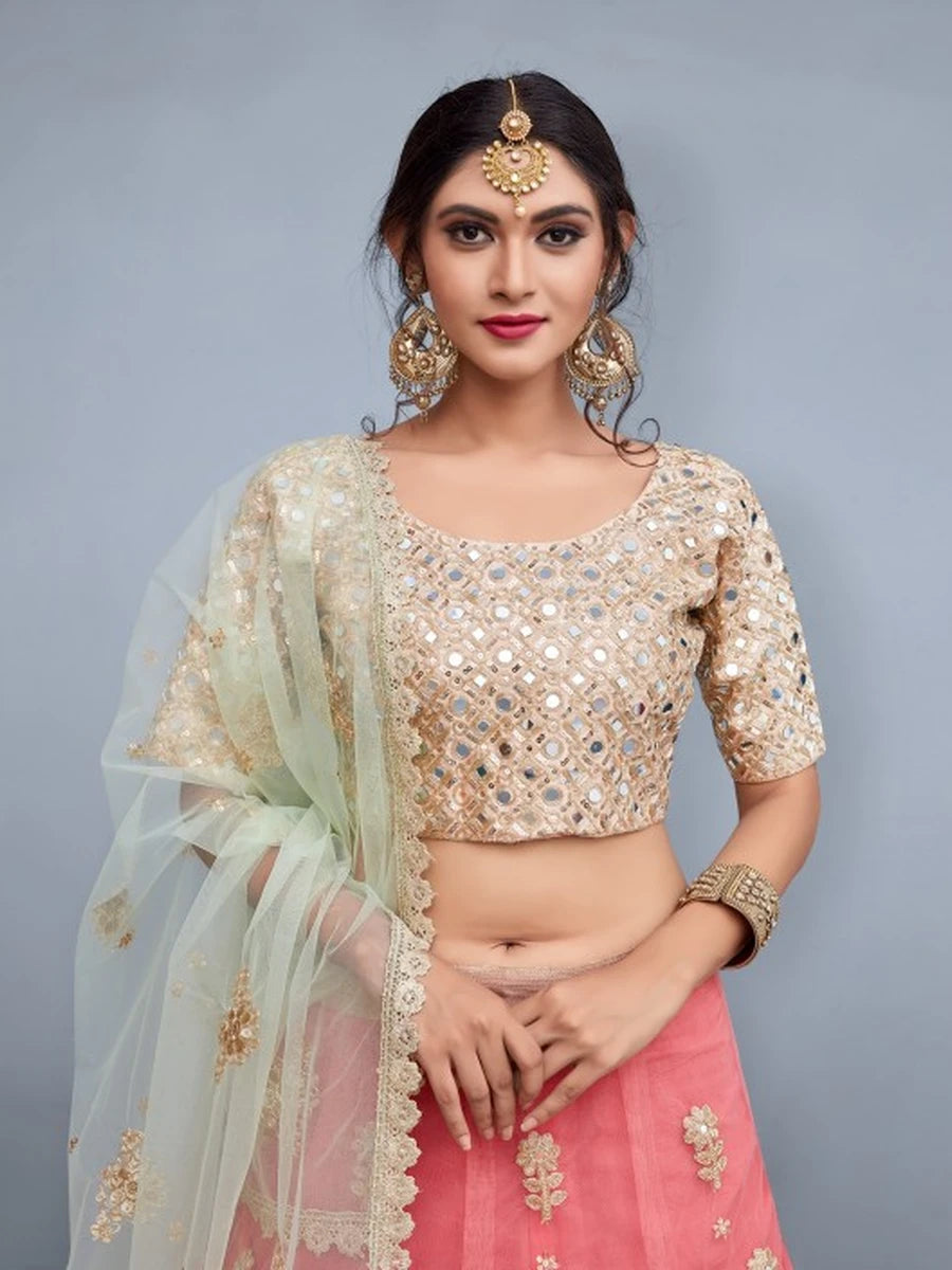 Stylish Designer Soft Net Lehenga Art Silk Blouse | Ethnic Wear Embroidered Look