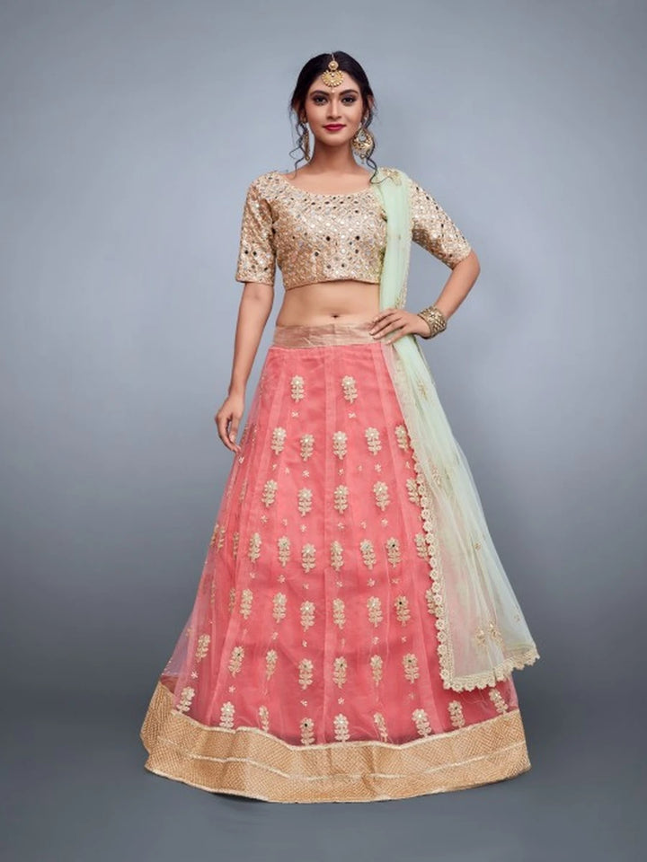 Stylish Designer Soft Net Lehenga Art Silk Blouse | Ethnic Wear Embroidered Look