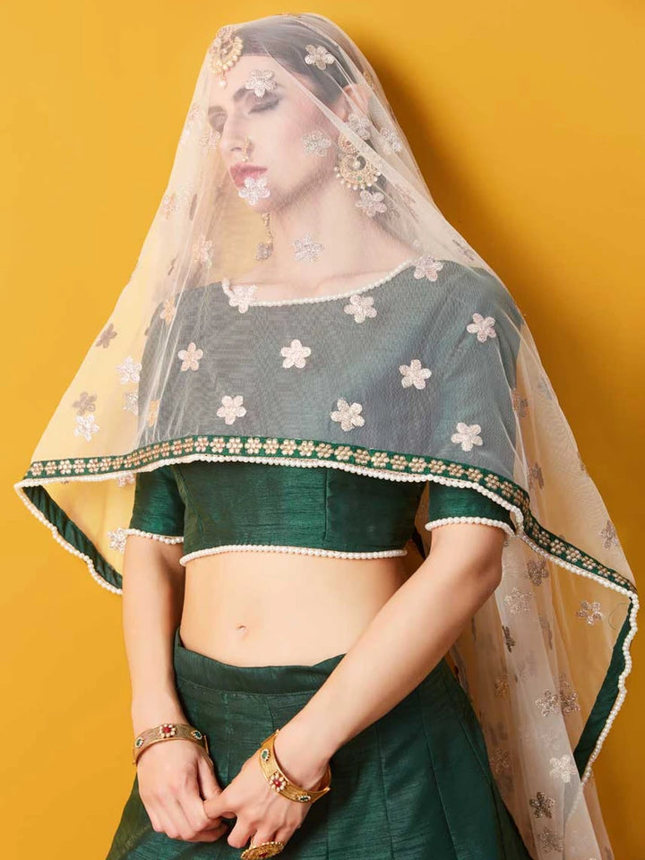 Graceful Art Silk Green Lehenga | Stunning Embroidered Design Soft Net Dupatta