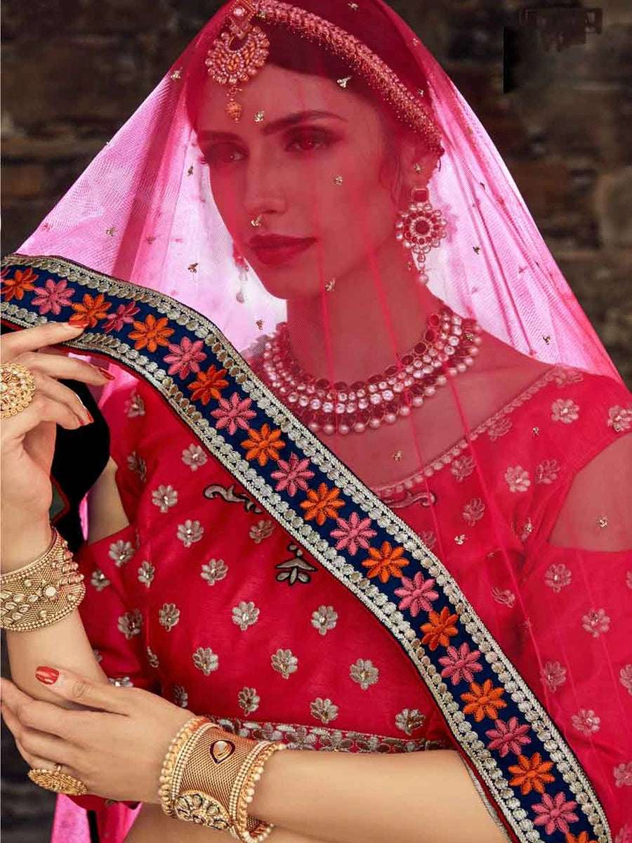 Premium Navy Lehenga |  Royal Feel Art Silk Blouse Embroidered
