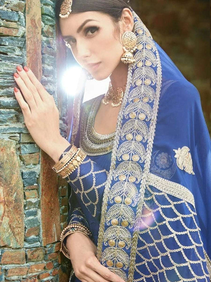 Exquisite Dark Blue Lehenga | Embroidered Details Royal Ethnic Look