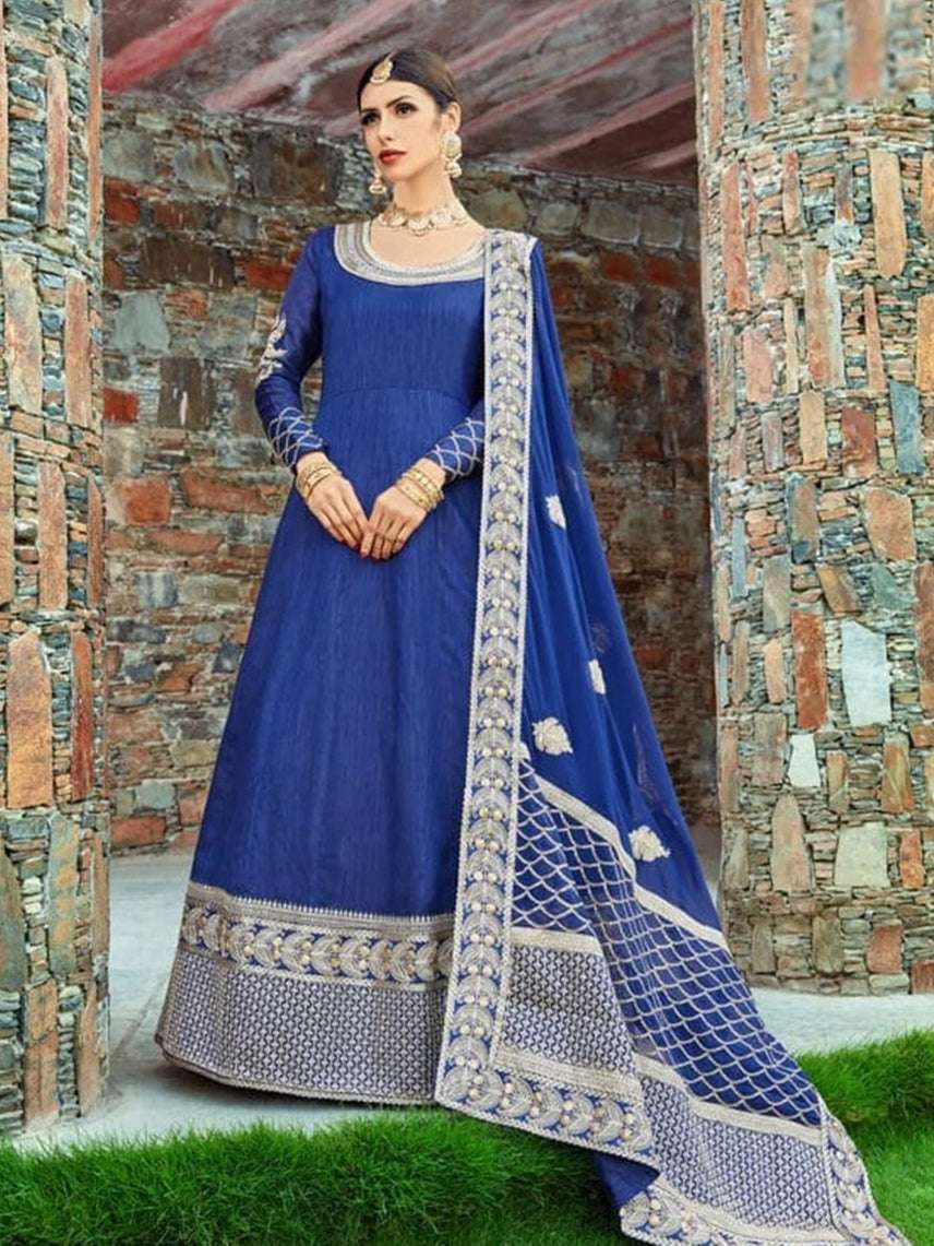 Exquisite Dark Blue Lehenga | Embroidered Details Royal Ethnic Look