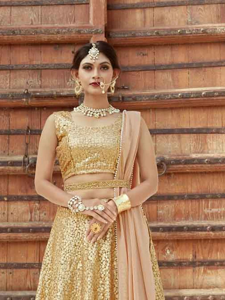 Designer Beige Lehenga | Soft Net Fabric with Exquisite Embroidery Work
