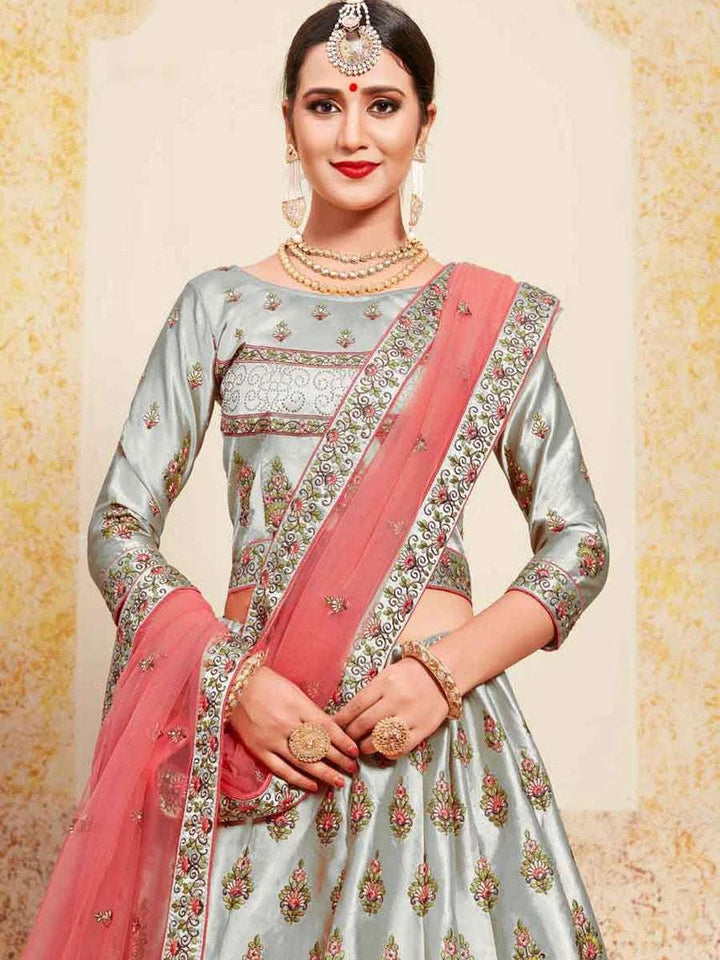 Fashionable Festive Satin Lehenga | Swarovski & Stone Work with Designer Blouse