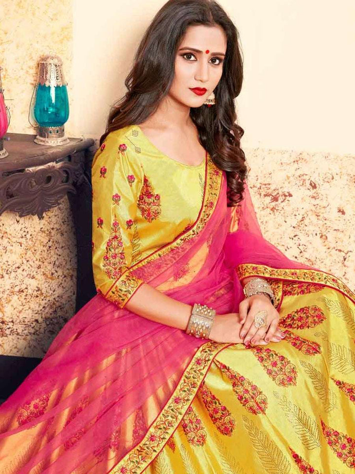 Glamorous Satin Lehenga | Soft Net Dupatta & Swarovski Work for Brides