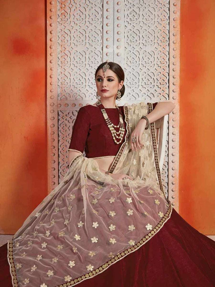 Beautiful Brown Zari Work Lehenga | Art Silk Elegance Grand Look