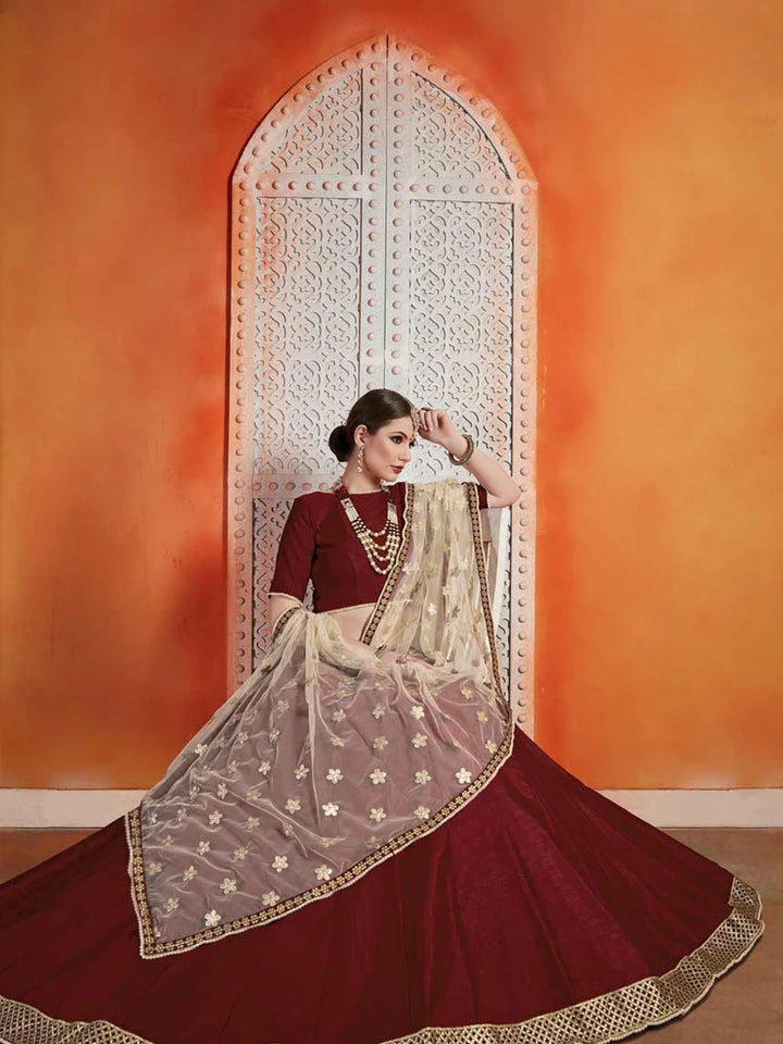 Beautiful Brown Zari Work Lehenga | Art Silk Elegance Grand Look
