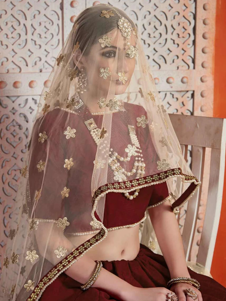 Beautiful Brown Zari Work Lehenga | Art Silk Elegance Grand Look