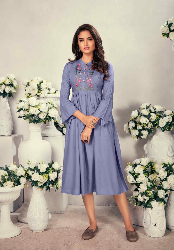 Elegant Maternity Kurti | Purple Rayon Nursing Wear for Stylish Moms