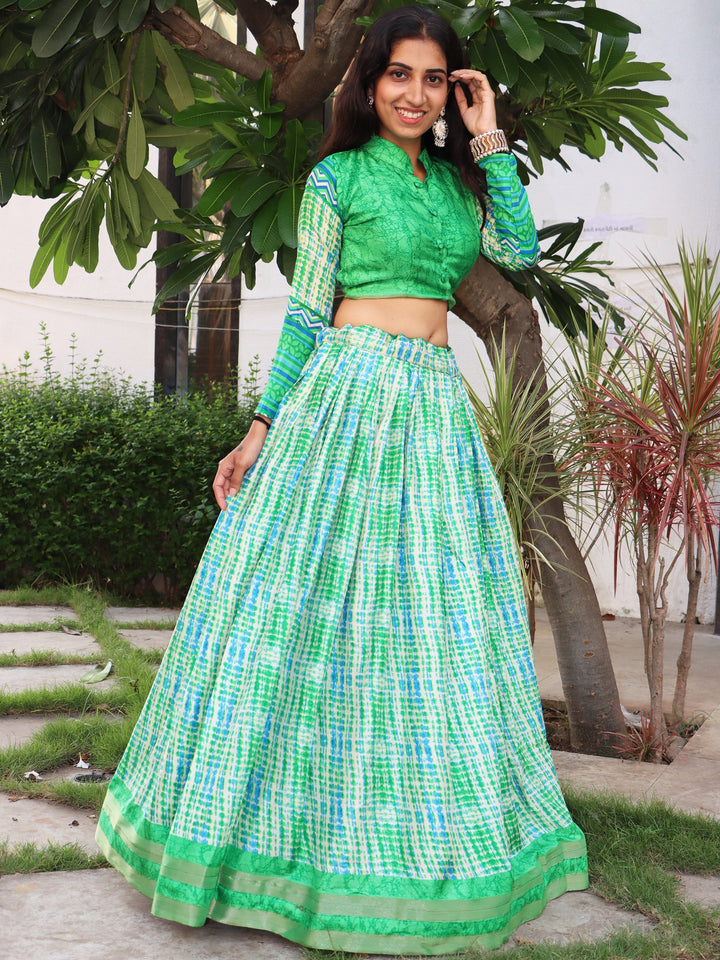 Stunning Teal Green Lehenga | Digital Print Work for a Traditional Look