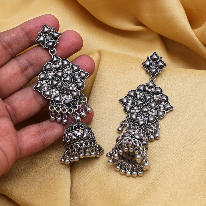 Vintage Boho Oxidised Earrings | Elegant Silver Statement Jewelry