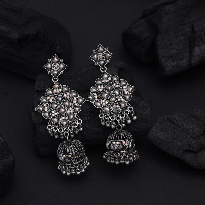 Vintage Boho Oxidised Earrings | Elegant Silver Statement Jewelry