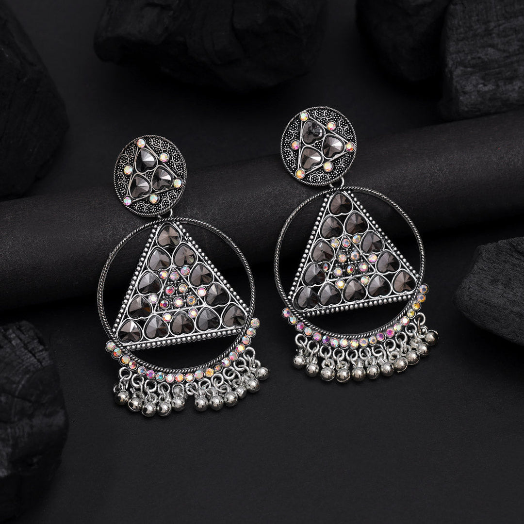 Handcrafted Boho Oxidised Earrings | Stylish Silver Dangle Jewelry