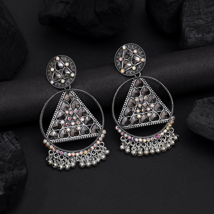 Handcrafted Boho Oxidised Earrings | Stylish Silver Dangle Jewelry