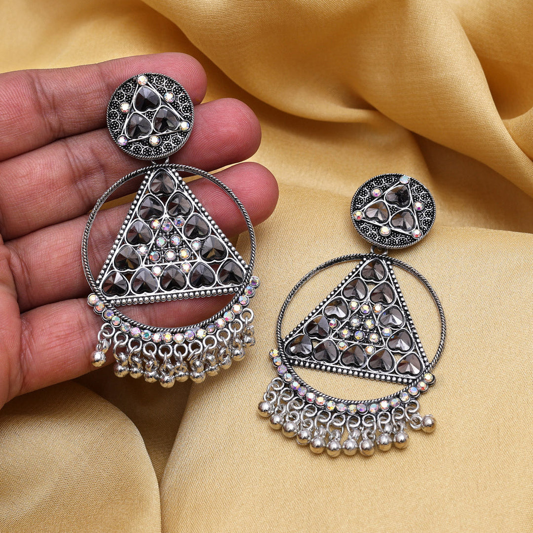 Handcrafted Boho Oxidised Earrings | Stylish Silver Dangle Jewelry