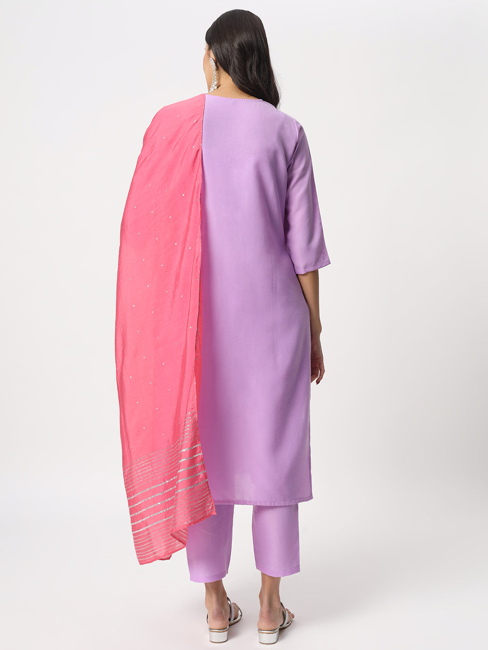 Graceful Lavender Cotton Suit with Viscose Dupatta – SilverBin


