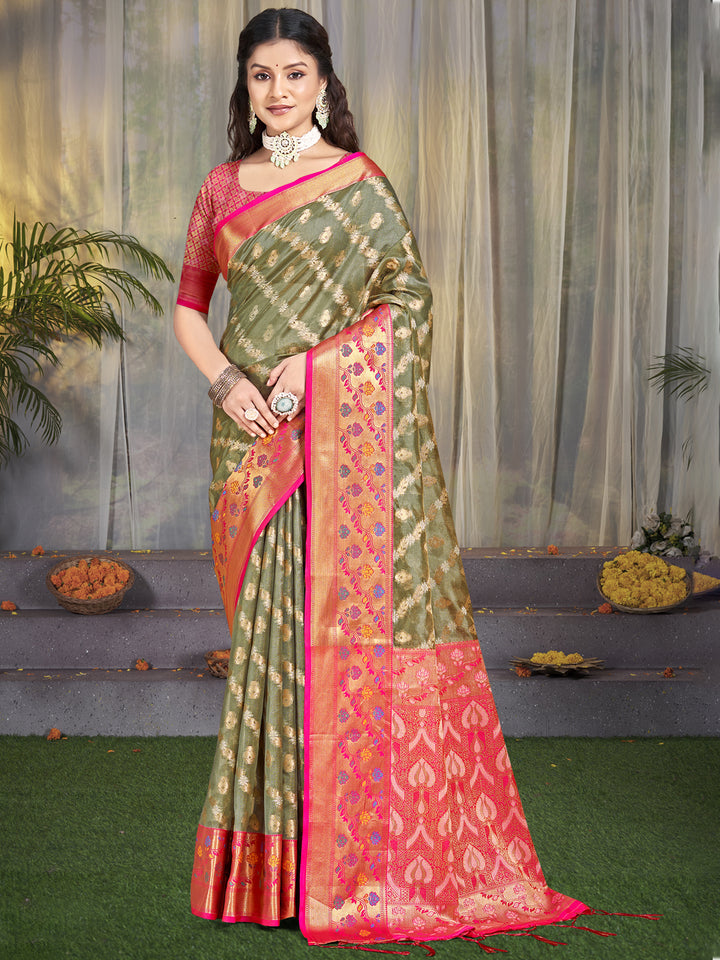 Gray Designer Silk Saree with Jacquard Designer Work
