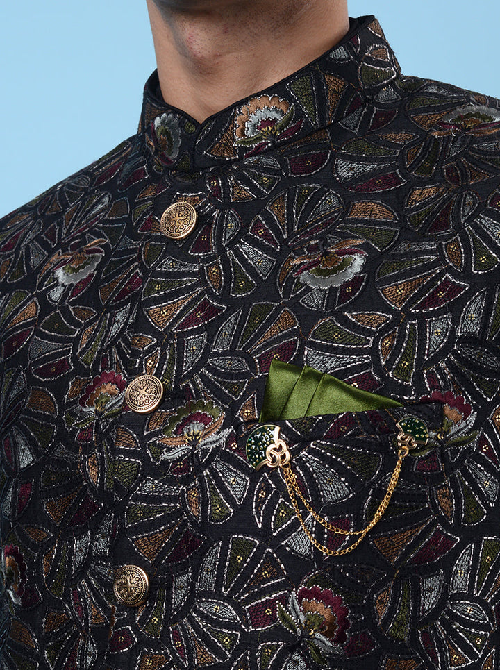 Men’s black silk blend outfit, traditional sangeet wear