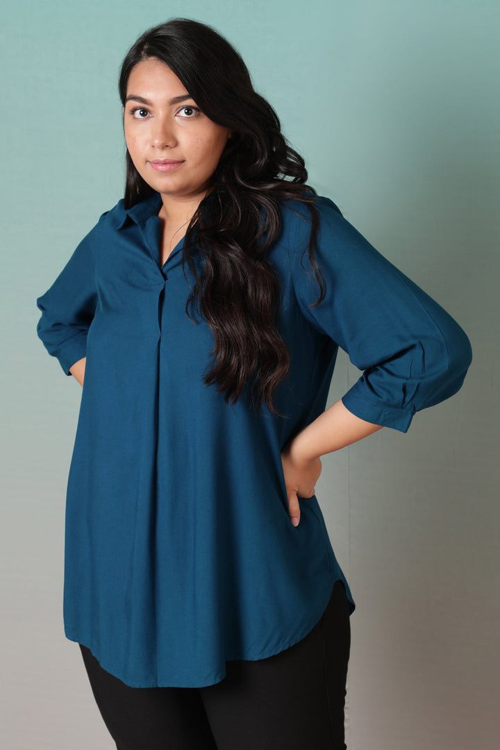 Teal Centre Pleat Top