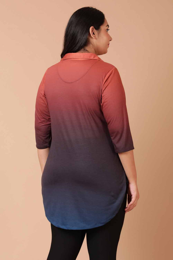 Rust Midnight Ombre Centre Pleat Top