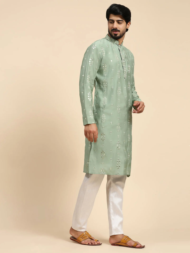 Kurta Set for Men | Mirror Work for Mehandi & Festive Celebrations
