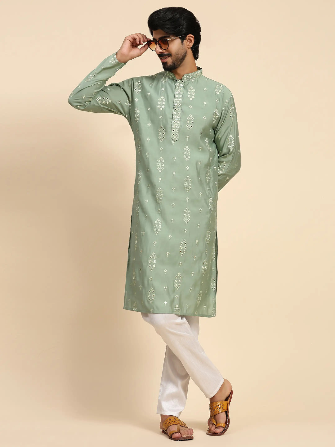 Kurta Set for Men | Mirror Work for Mehandi & Festive Celebrations