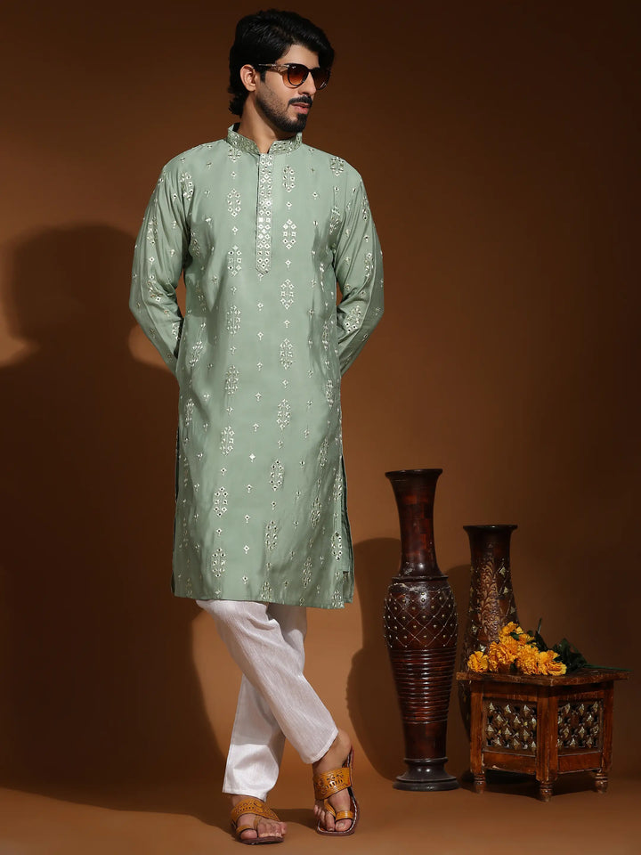 Kurta Set for Men | Mirror Work for Mehandi & Festive Celebrations