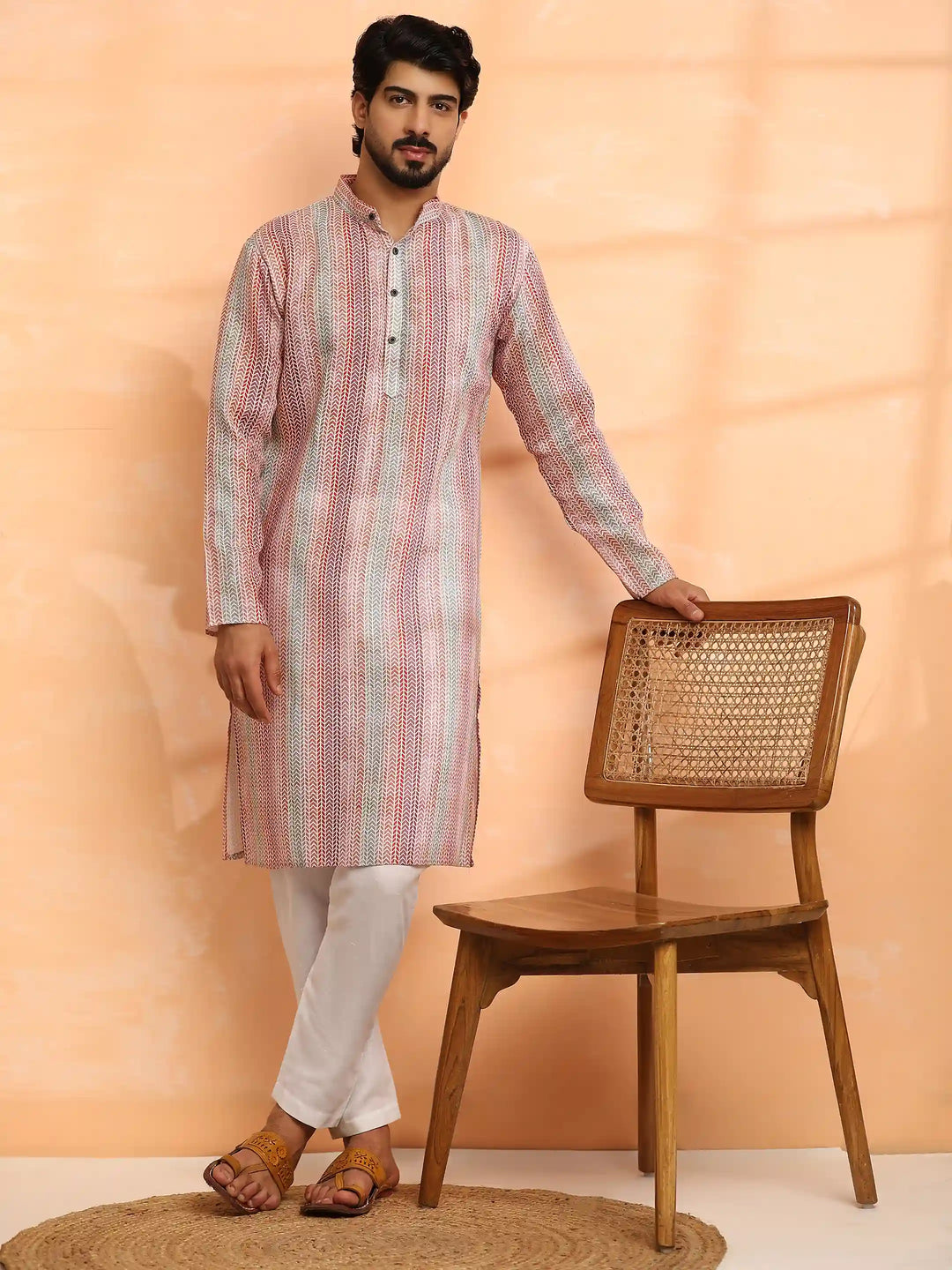 Stylish Men's Kurta Set | Digital Prints for Weddings & Festive Events