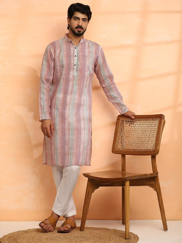 Stylish Men's Kurta Set | Digital Prints for Weddings & Festive Events