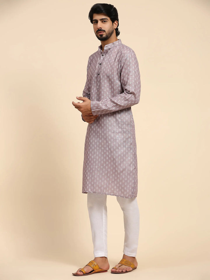 Sophisticated Men's Kurta Set | Printed Motifs for Weddings & Gatherings