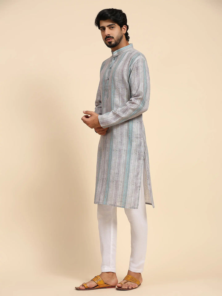 Stylish Men's Kurta Set | Digital Prints for Weddings & Festive Events