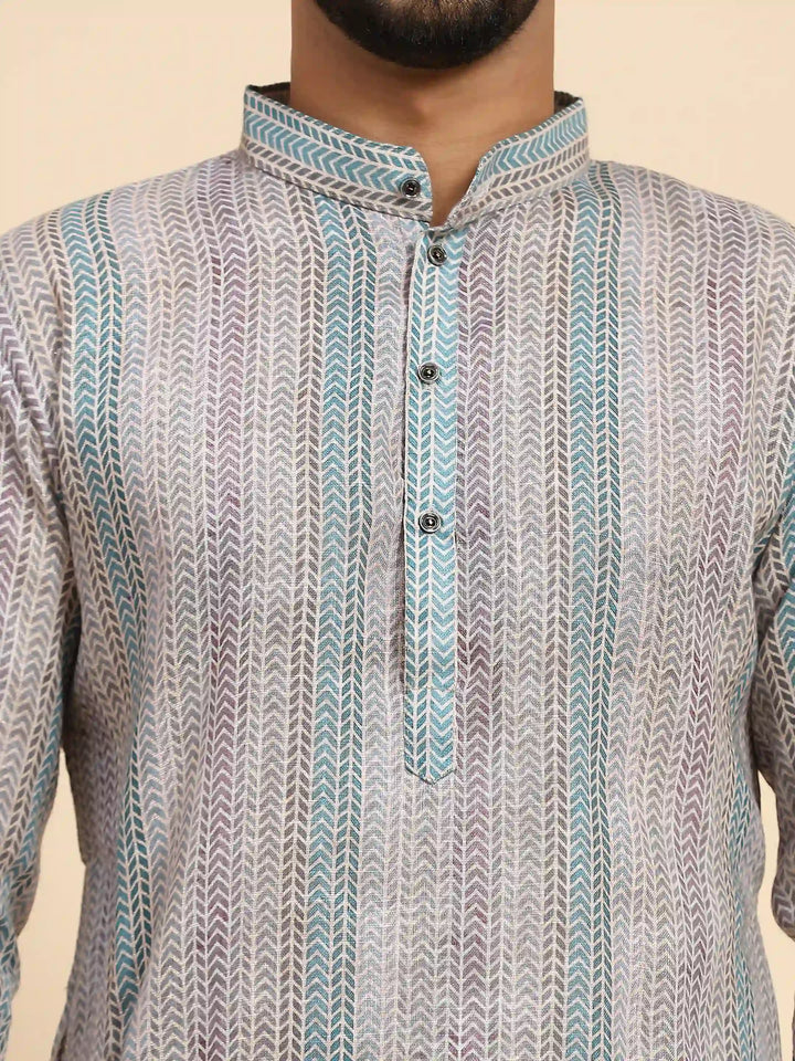 Stylish Men's Kurta Set | Digital Prints for Weddings & Festive Events