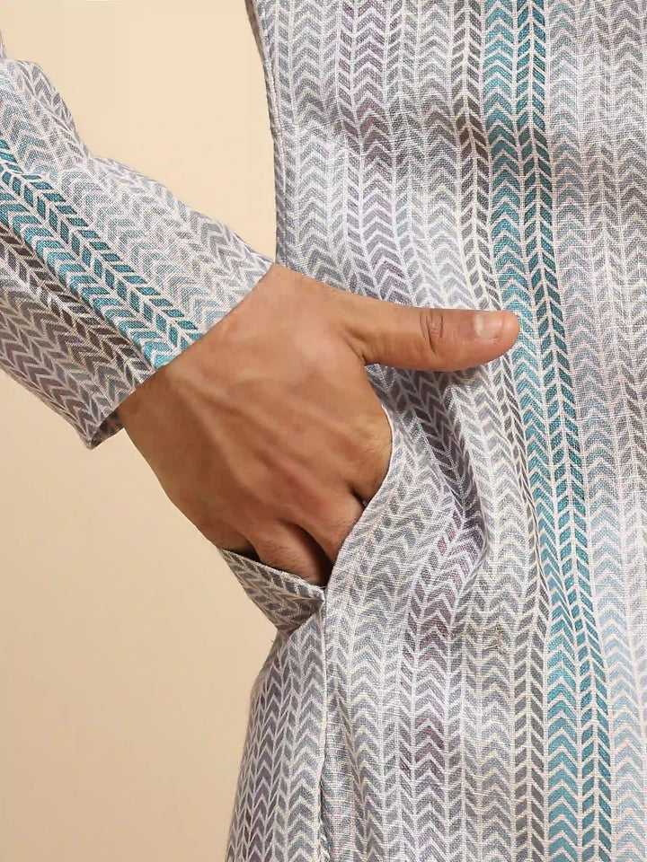 Stylish Men's Kurta Set | Digital Prints for Weddings & Festive Events