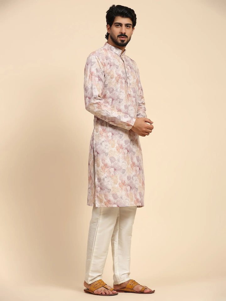Men's Cotton Kurta Set | Abstract Digital Print for Festive Wear
