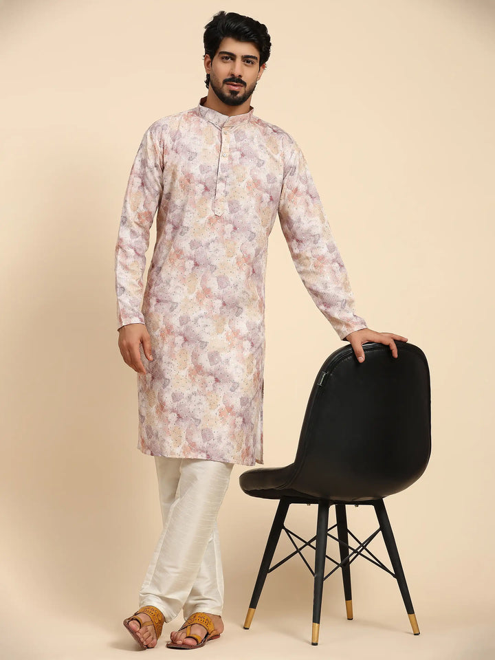 Men's Cotton Kurta Set | Abstract Digital Print for Festive Wear