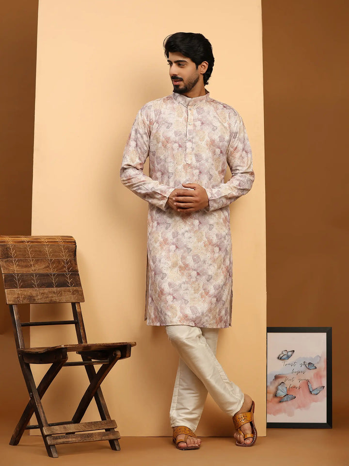 Men's Cotton Kurta Set | Abstract Digital Print for Festive Wear
