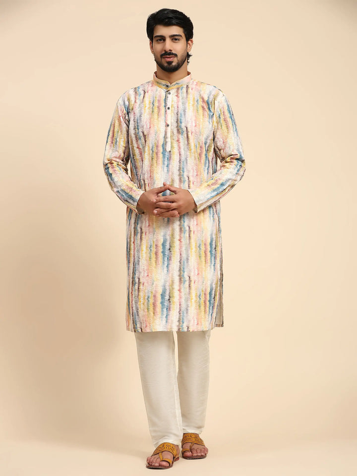 Designer Men's Kurta Pajama | Sifli Work & Digital Print for Weddings & Events